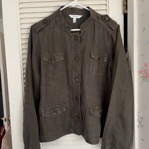 Vintage Relativity Olive Green Linen Military Jacket XL